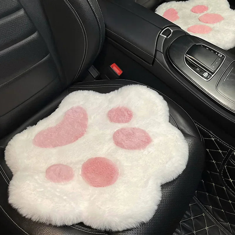 Universal Cute Cat Paw Car Seat Cushion Warm Plush Four Seasons Heating Padded Car Cushion CM World