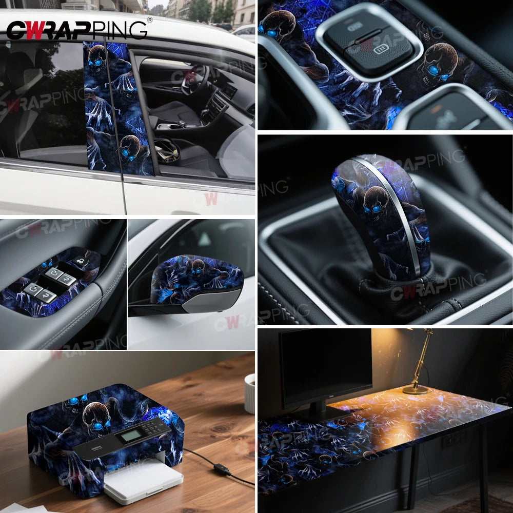 Skateboard Wrapping Film Ghost Wrap Vinyl Car Supplies Car Bodies Motorcycles Off-road Vehicle Graffiti Motorcycle Skull Bicycle Car Mobile World