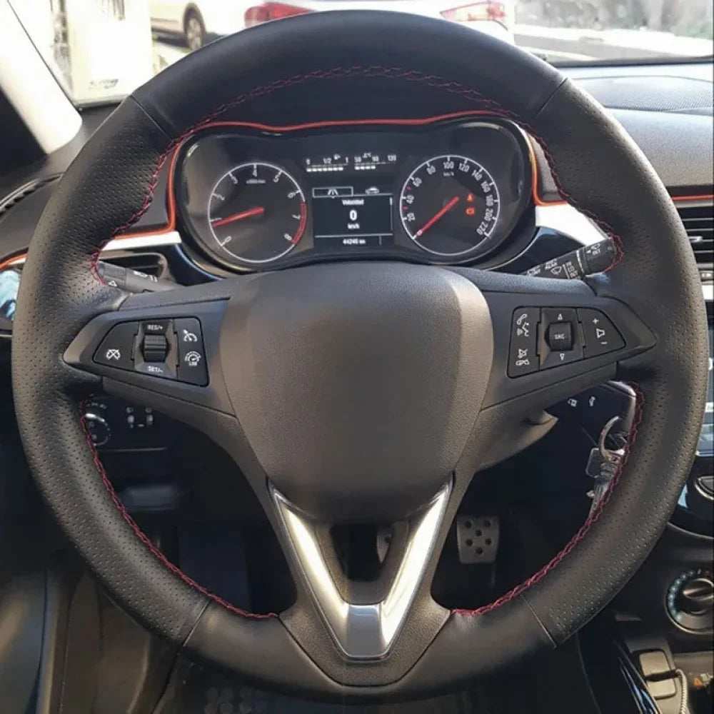 Car Steering Wheel Cover For Opel Astra (K) Corsa (E) CrosslandX GrandlandX Insignia Customized Steering Wrap Microfiber Leather CM World