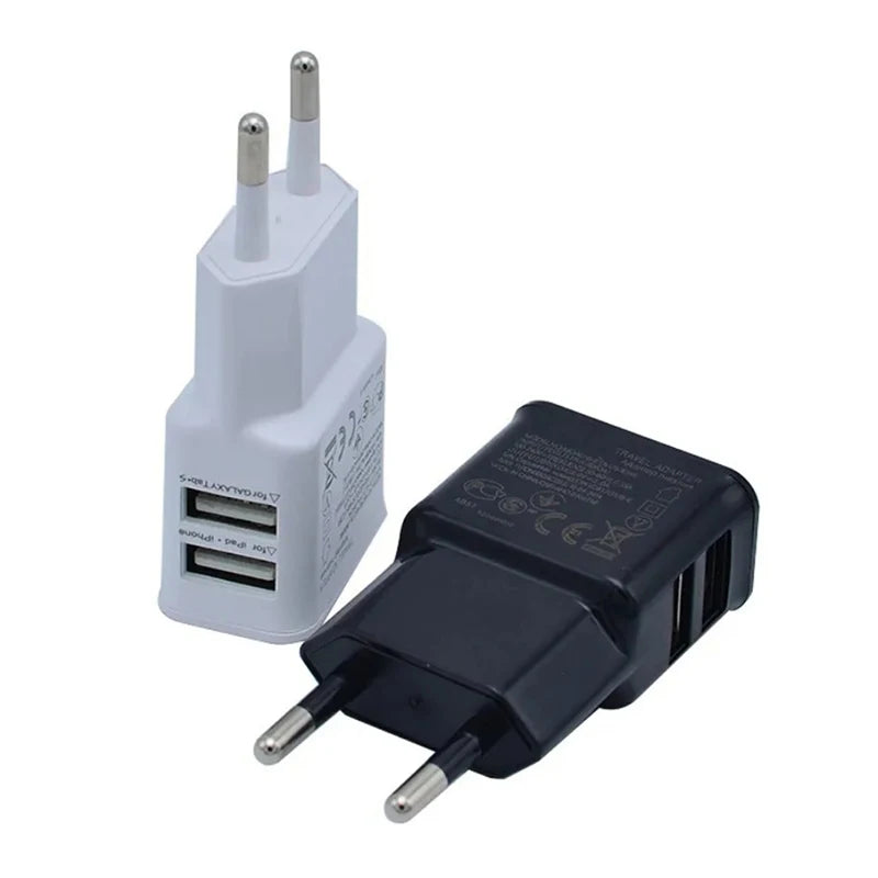 5V 2A USB Charger Travel Wall Charging Head Mobile Phone Dual USB Charger AC Adapter Portable EU Plug For iPhone Xiaomi Samsung Car Mobile World