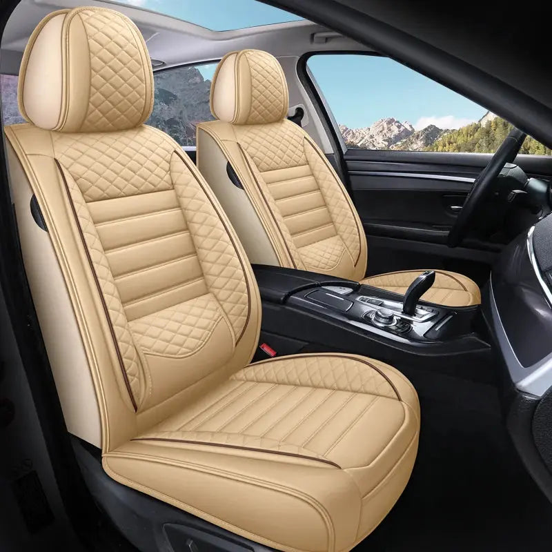 Luxurious PU leather car seat cover, 3D wing & fixed lumbar support - Soft, comfortable and durable, suitable for most Car CM World
