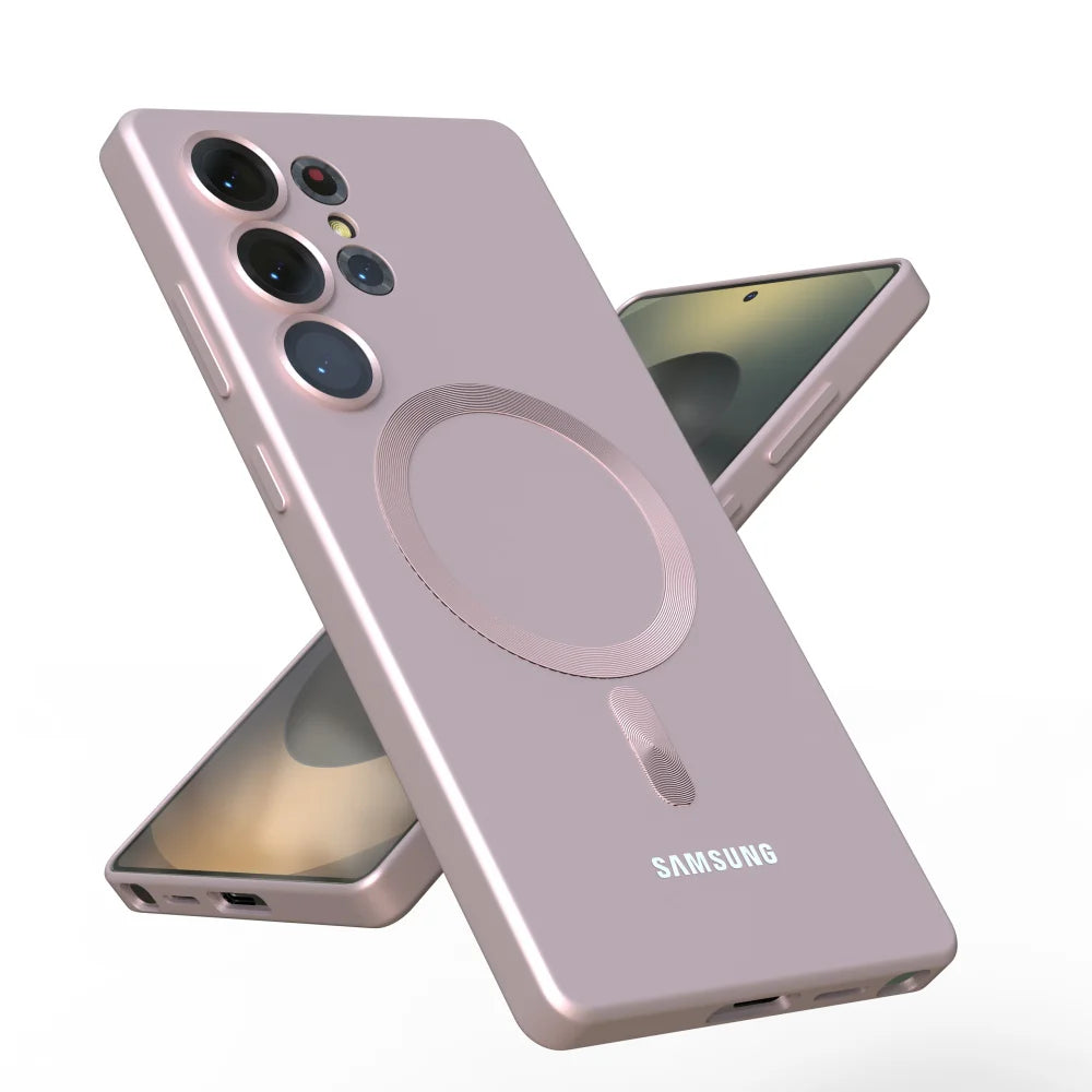 For Samsung Galaxy S25Ultra Magsafe Case S25 S24 S23 Ultra FE S26 S22 Plus A56 A36 A17 Soft Silicone Magnetic Phone Back Cover Car Mobile World