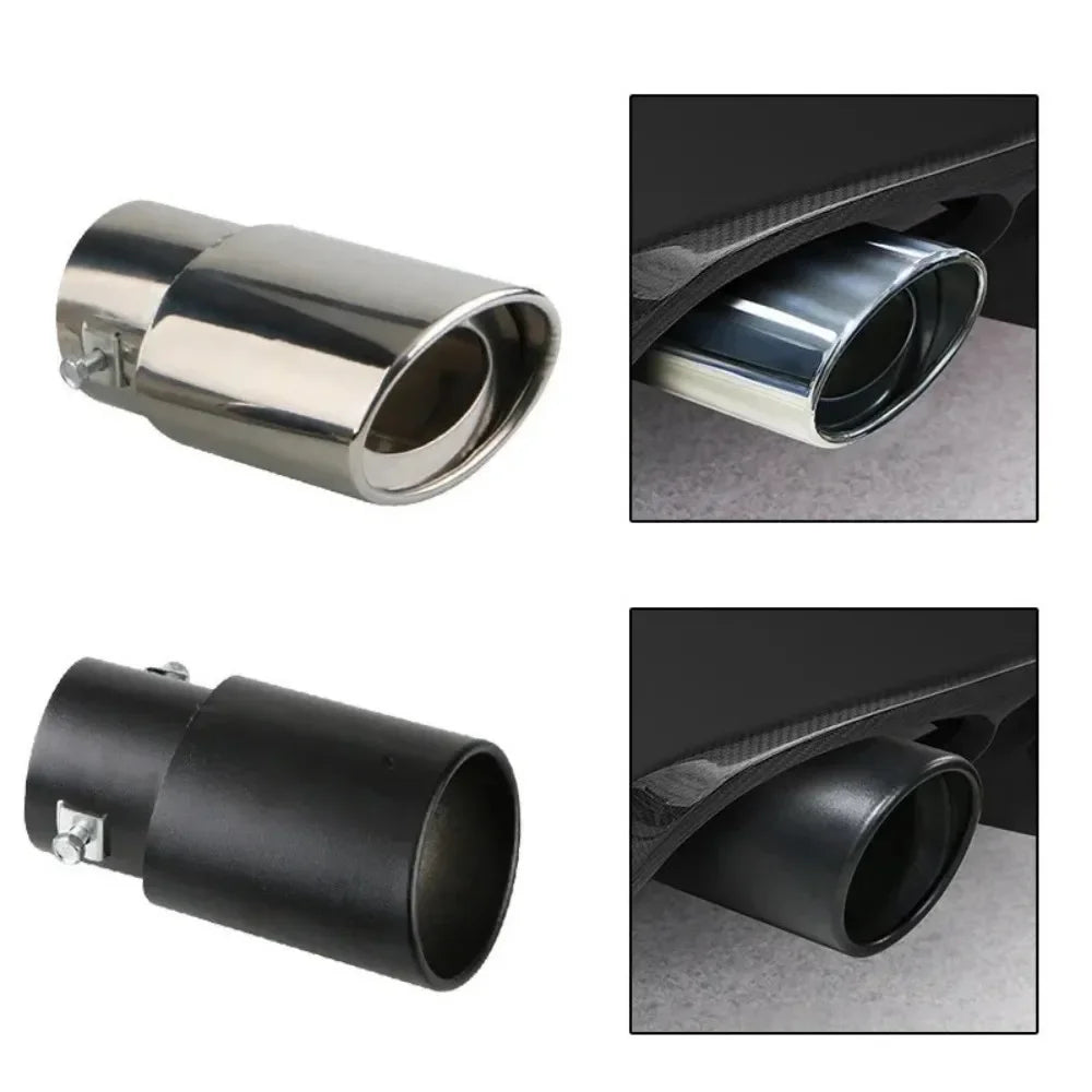 2.5" Stainless Steel Chrome Trim Car Auto Exhaust Muffler Tip Pipe Rear Tail Throat for Most Cars DIY Parts Accessories