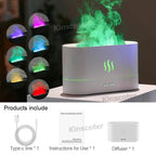 USB Desktop Flame Aroma Diffuser Humidifier 7 Colors Simulation Light Aromatherapy Air Purifier for Bedroom/Essential oil set CM World