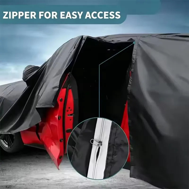 Outdoor Full Vehicle Cover For Skoda Octavia - Side Zipper Design, Waterproof Dustproof Sun Protection Car Cover