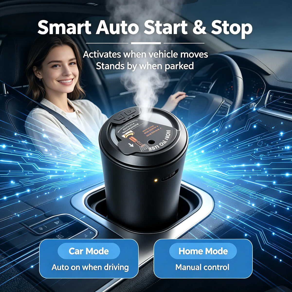Portable  Car Aroma Diffuser USB Charging Essential Oil Diffuser Suitable for Home Office Car  Intelligent  Smell Distributor