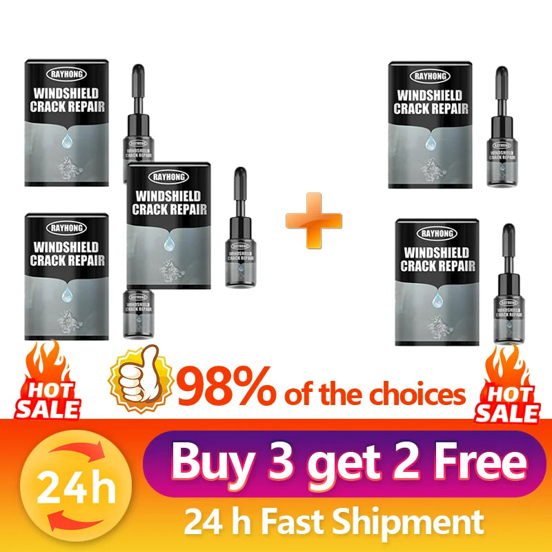 Windshield Crack Repair Fluid – Car Glass Resin Glue, Restores Clarity & Fixes Scratches, Cures Quickly, DIY Auto Repair Kit