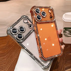 Luxury Bling Diamond Bumper Camera Protection Case For iPhone 17 16 15 14 13 Pro Max Airbag Anti-knock Transparent Soft Cover