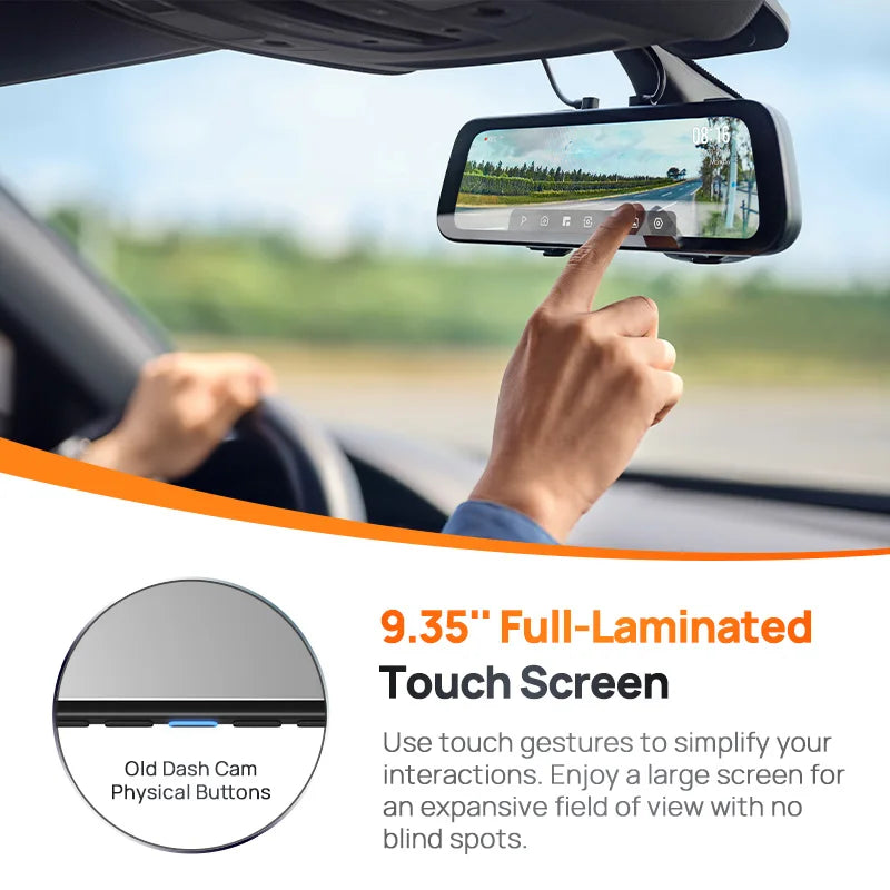 9.35 Inch Full Screen 70mai Rearview Dash Cam S500 1944P Auto Cam 138FOV 70mai S500 Mirror Car Recorder Stream Media Car DVR