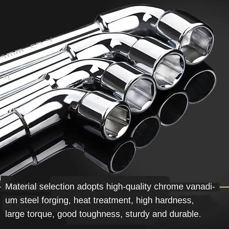 7Pcs  L Type Angled Socket Wrench Spanner With Thru Hole Car Ratchet Wrench Car Repair Pipe Socket Key Wrench Tool Set CM World