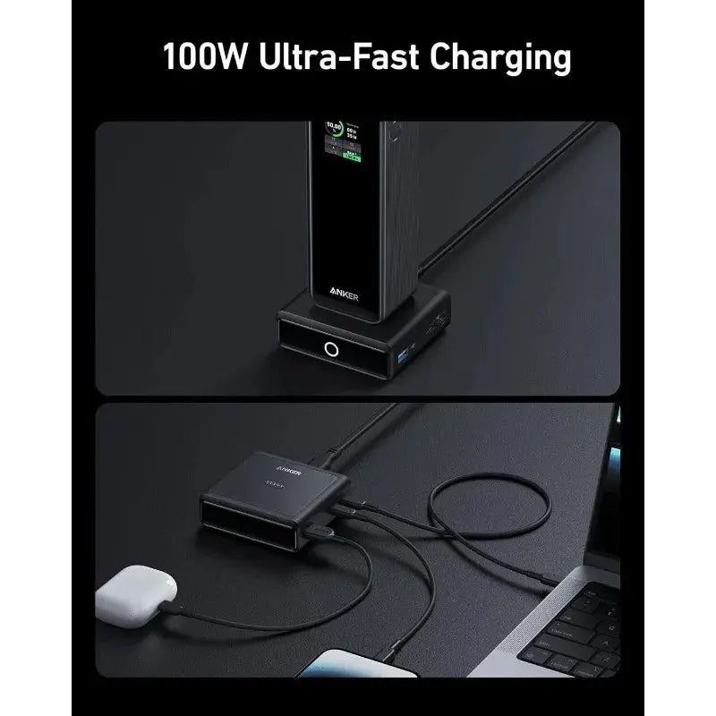 Anker 100W Ladebasis Schnellladung 4 Anschlüsse für Prime Power Bank / iPhone Car Mobile World
