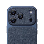 Luxury Lychee Texture Leather Matte Hard Case For iPhone 17 Pro Max 16 15 14 13 12 ProMax Full Lens Protection Back Cover Shell