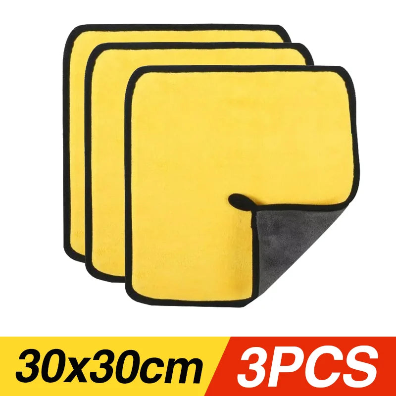 Car Wash Towels Cleaning Cloth Absorbent Dry Cloth General Purpose Microfiber Towel Thickened Yellow 30/40/60cm CM World