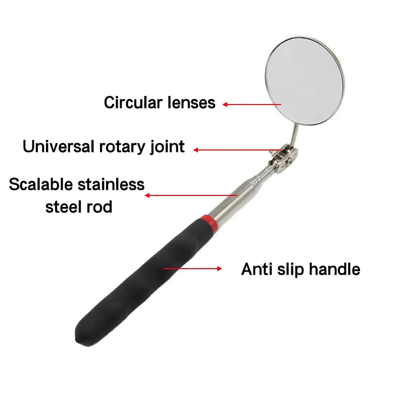 Universal Auto Repair Telescopic Bottom Inspection Mirror 360° Rotating Reflector 52mm Folding Detection Mirror Tool Accessory CM World
