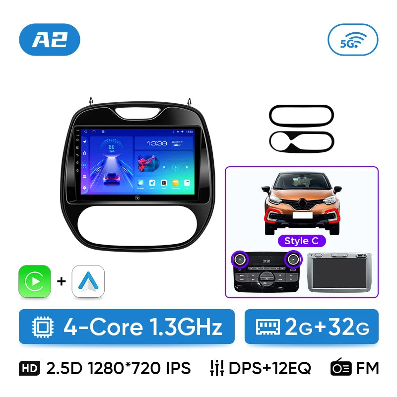 Ainavi Android 13 Car Radio For Renault Captur CLIO Samsung QM3 2014 - 2020 Kaptur Car Multimedia Wireless Carplay Android Auto CM World