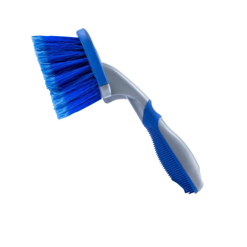 kkjoy Blue Long-Handle Car Wash Brush Non-Slip Frost-Resistant Soft Handle Rim & Tire Cleaning Automotive Washing Tool