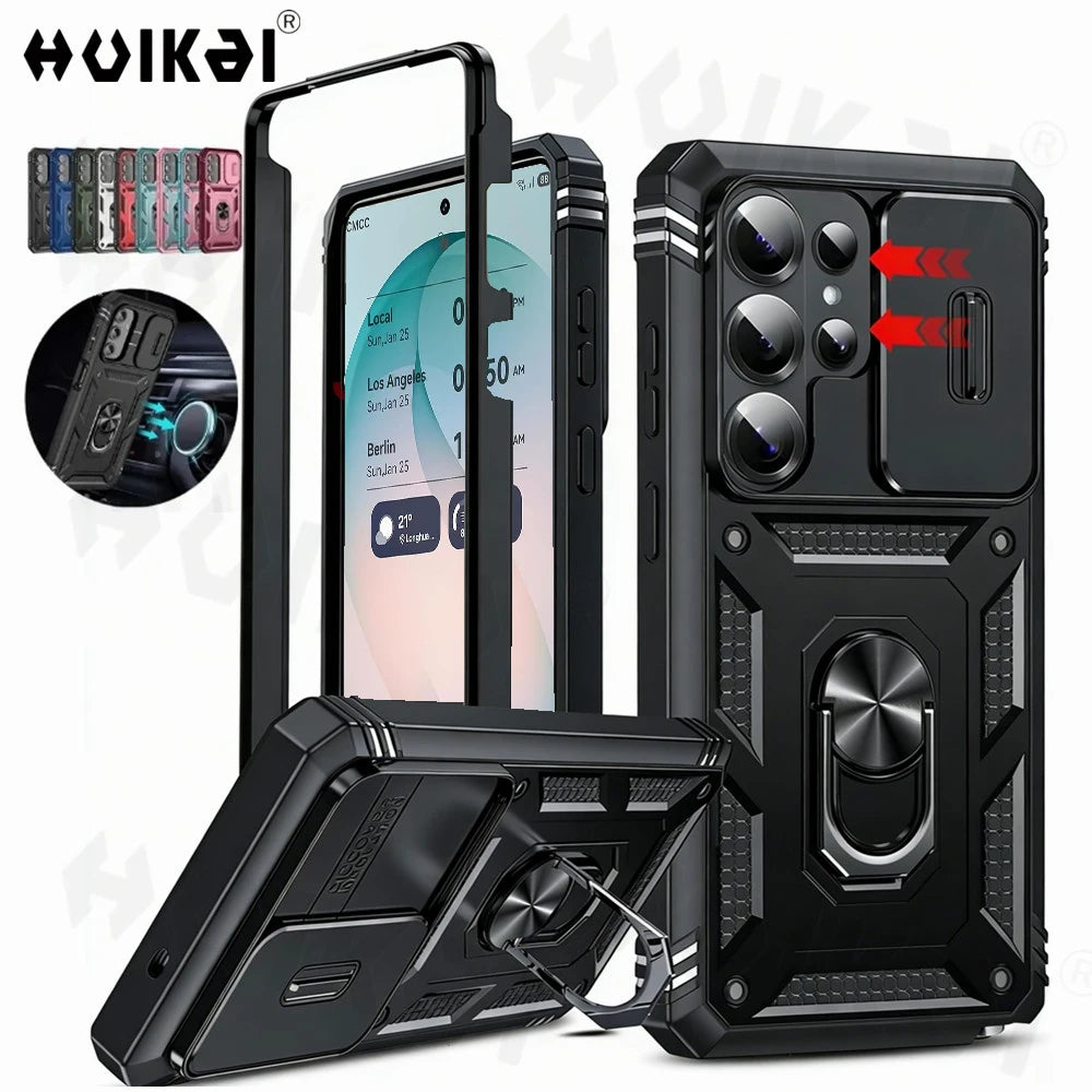 Camera Slide Lens Case For Samsung Galaxy S26 Ultra S25 FE S25 Edge S25 Ultra S24 S23 A17 A56 A36 Protective Grade Rugged Covers