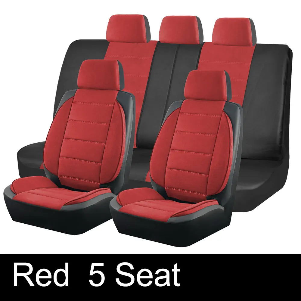 AUTO PLUS Universal Car Seat Covers Side Stereo Modeling Leather Fluff Car Seat Covers Fit For Most Car Accessories Interior