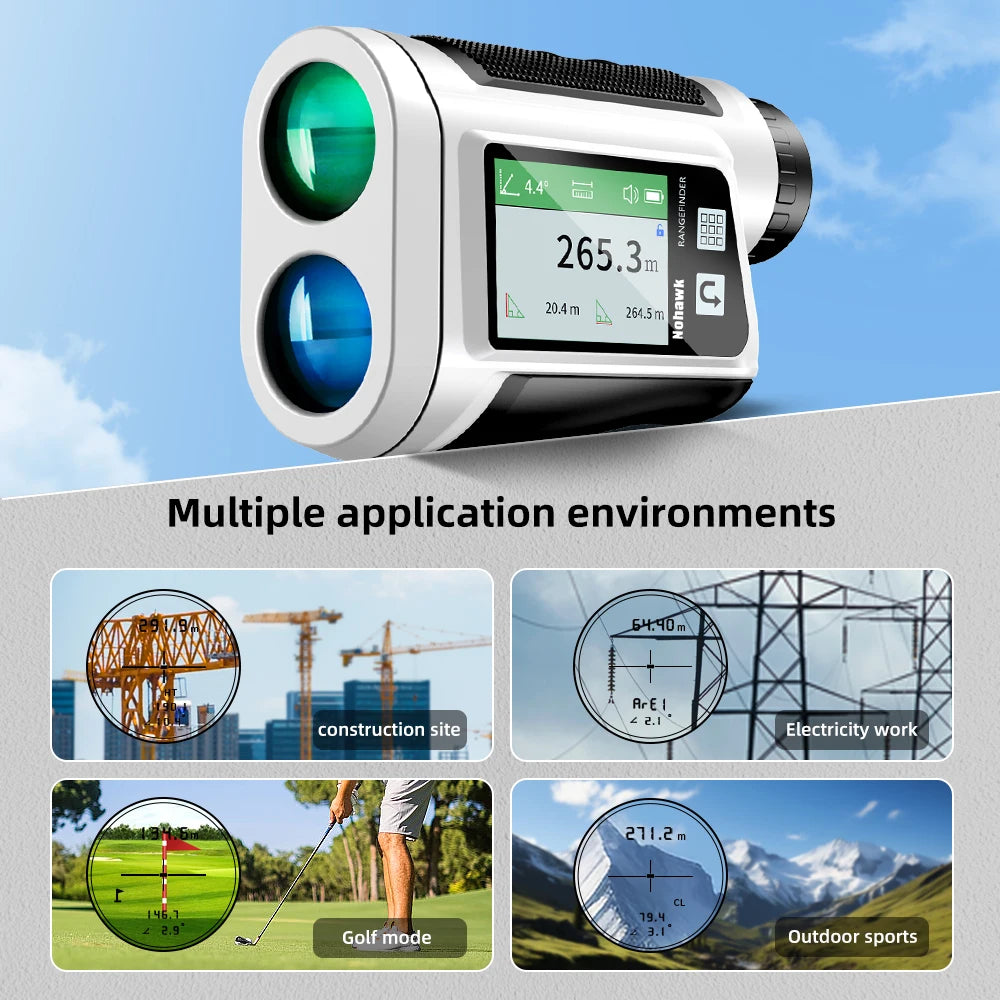 NOHAWK Multi-function Golf Rangefinder, Side Screen Display And Voice Announcement,  Flag Lock Vibration for Golfers And Hunters CM World