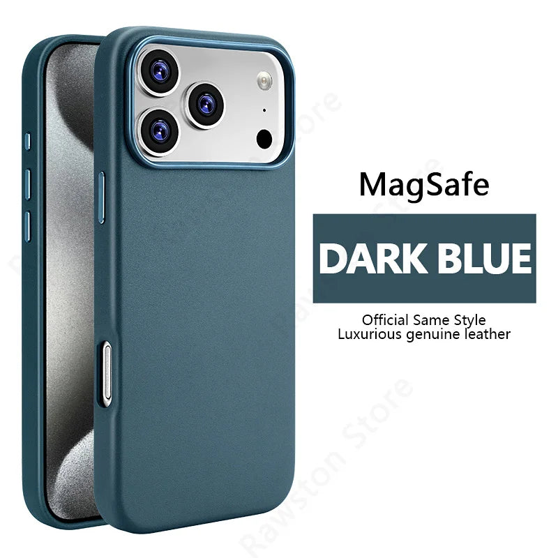 Official Magnetic Leather Case for Apple iPhone 17 Pro Max 16 13 12 14 15 Plus Original MacSafe for MagSafe Cover Accessories Car Mobile World
