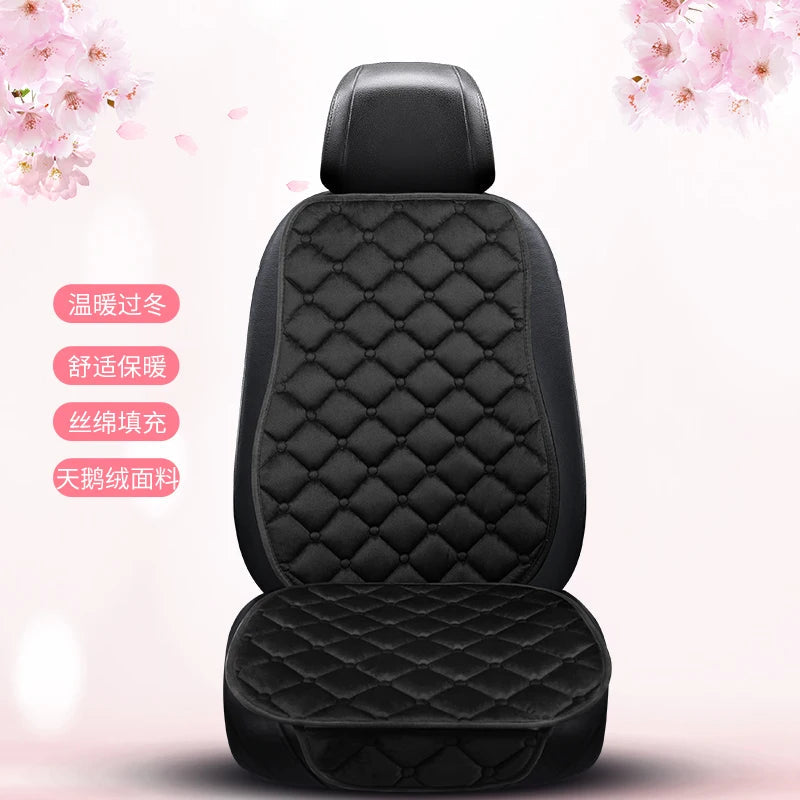 Thickened car seat cushion plush short plush anti slip warm seat cushion seat three piece set winter universal plush winter CM World