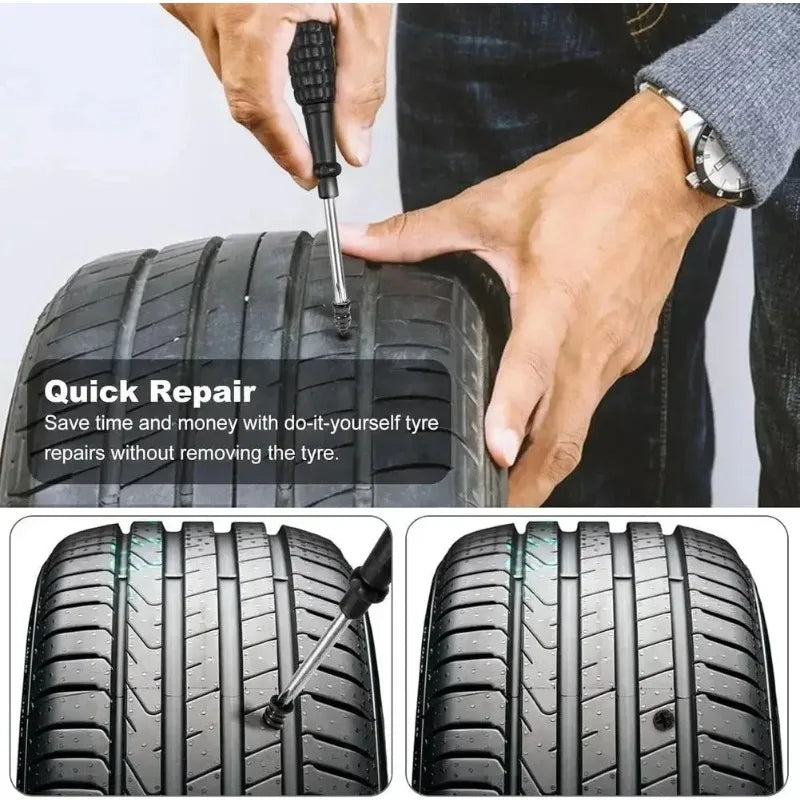 61/11Pc Universal Vacuum Car Tyre Repair Rubber Nail Tire Repair Nail Rubber Screw Screw Tools In Tubeless Plug Accessorie Kit