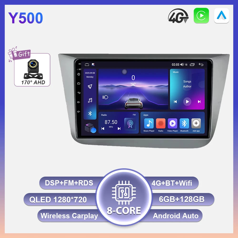 Android 16 Car Radio Autoradio For Seat Altea XL Toledo 2004-2015 Multimedia Player GPS Navigation Wireless Carplay Auto WIFI BT
