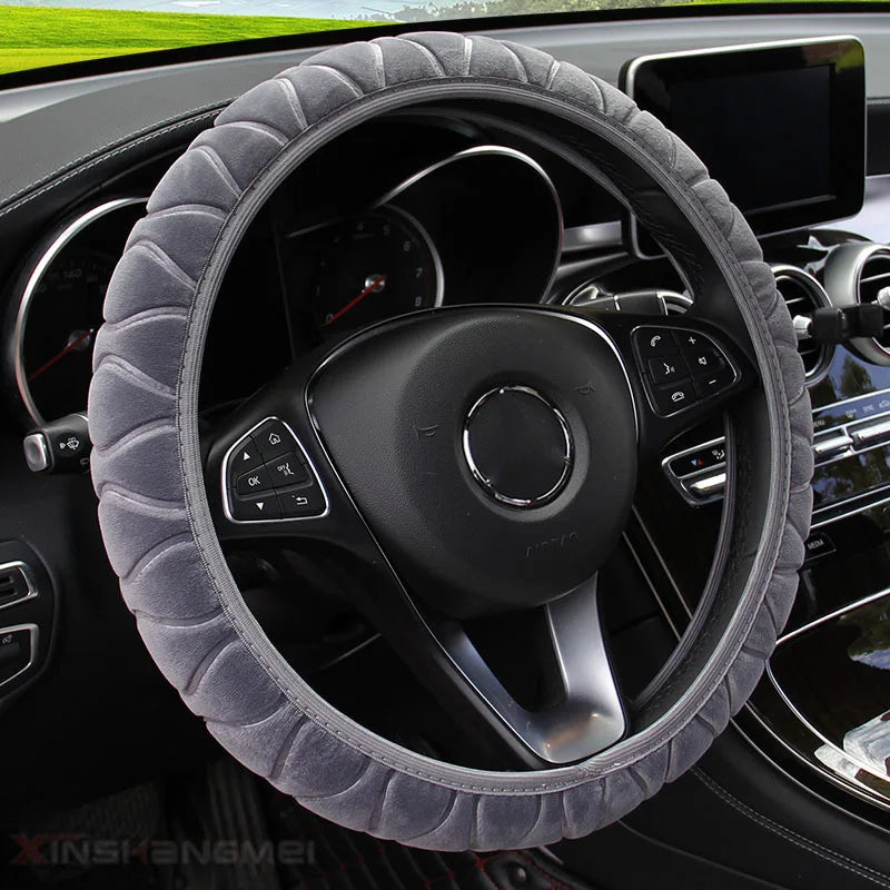 37-39cm Car Steering Wheel Cover, Universal Anti-Slip Auto Steering Wheel, Fluffy Steering Wheel Cover, Soft Plush Auto Interior CM World