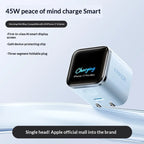 Anker 45w Gan Fast Charger With Digital Display High-Speed Power Adapter Supporting Quick Charging For Multiple Devices