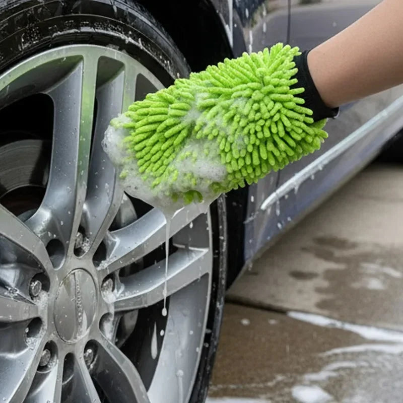 1/2PCS Microfiber Car Wash Gloves Super Soft Scratch Free Wash Mitts for Auto Detailing Cleaning Drying Glass Window Polishing CM World