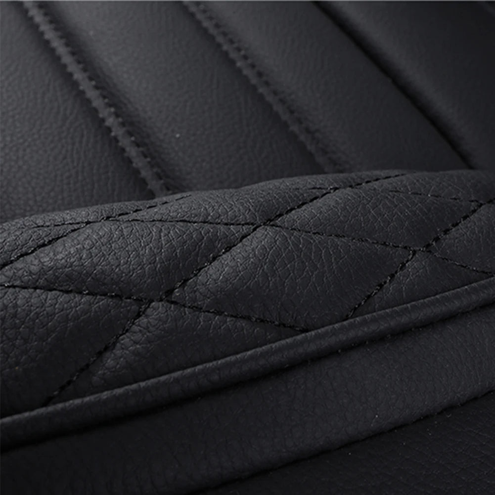 Black & White Faux Leather Car Seat Covers - Universal Fit, Lumbar Support, Waterproof, Anti-Slip, Durable for Cars, SUVs, Truck CM World
