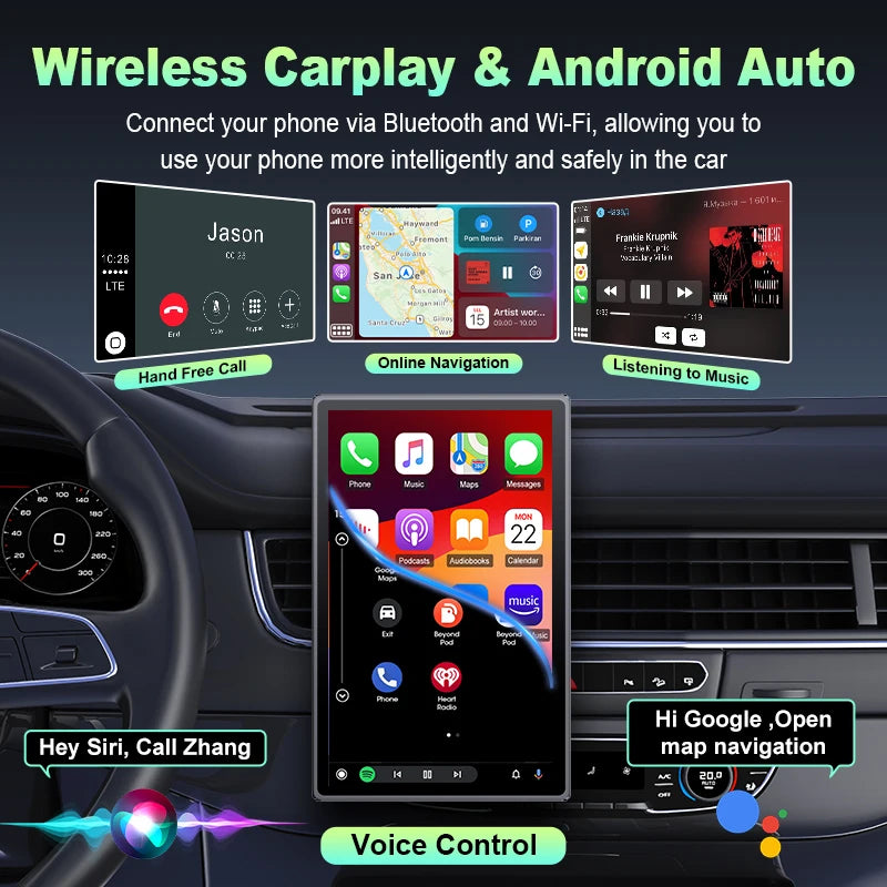 Jansite 7" Portable Multimedia Player Carplay AI Screen IPS Screen GPS Navigation Bluetooth Support Horizontal/Vertical Screen CM World
