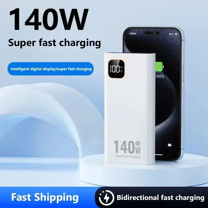 Lenovo 200000mAh 140W Ultra Capacity Power Bank Super Fast Charge CCC Certification Portable Battery Charger For IPhone Samsung Car Mobile World