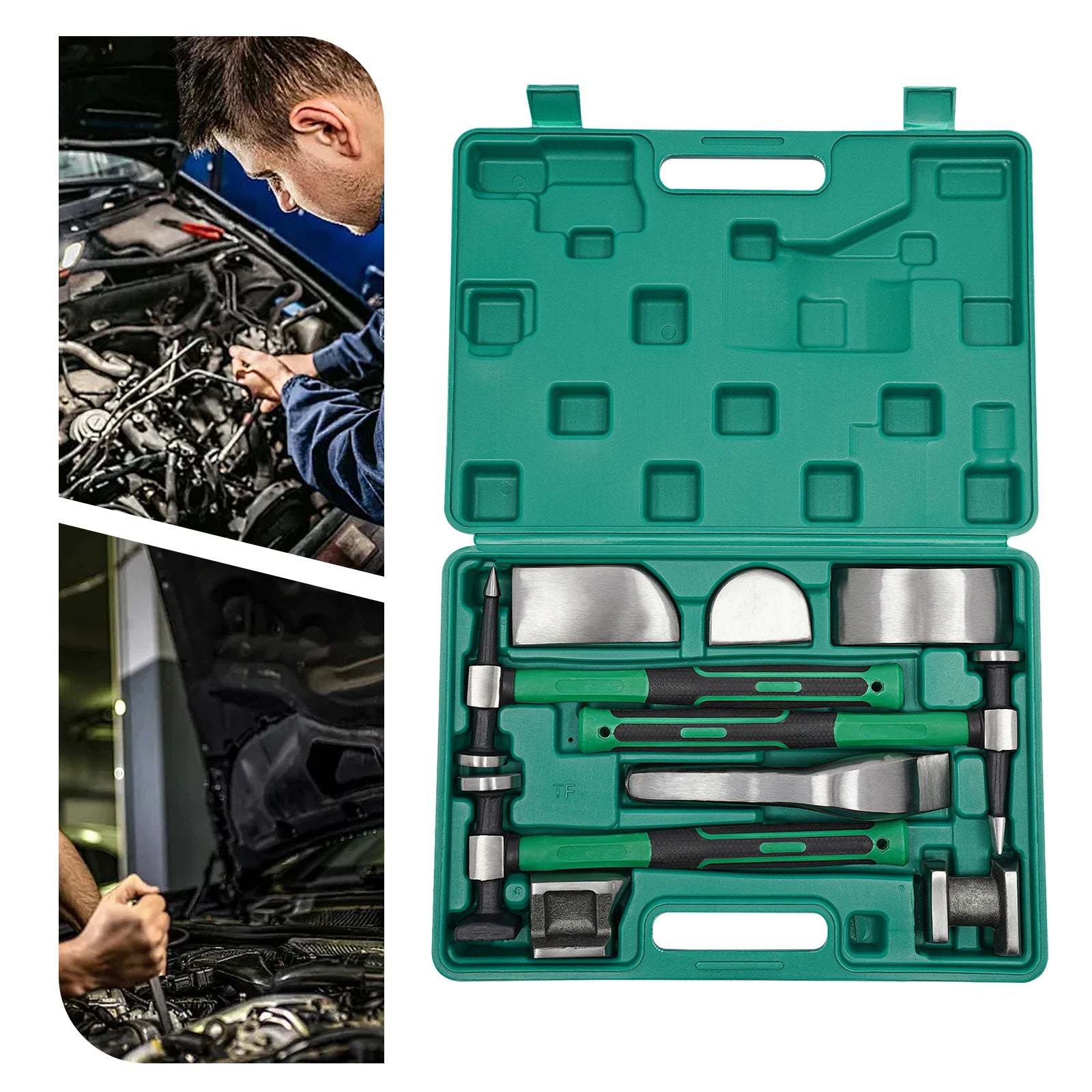 9 PCS Auto Body Steel Manual Repair Tool Kit,Dent Repair Kit,sheet metal hammer,Sheet Metal Lining Irons CM World