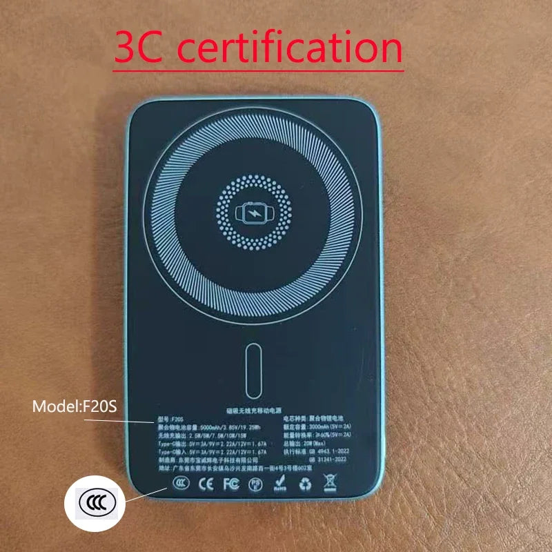 CCC certification Thin Power Bank Ultra for MagSafe Magnetic Wireless Fast Charging Portable Battery Display for watch Airpods