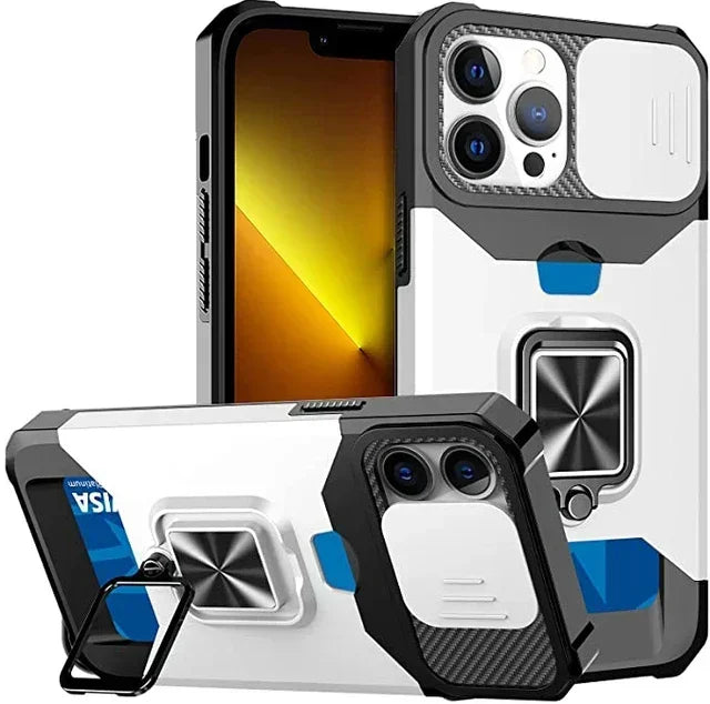 Case For iPhone 17 16 15 14 13 12 Pro Max Plus 8 7 Plus Mini Heavy Duty Protection With Sliding Camera Cover And Card Clip Cover Car Mobile World