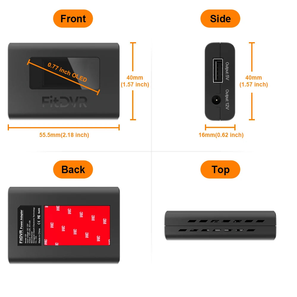 FitDVR Dash Cam Adapter (10-Pin) for Hyundai/ Kia/ Genesis, LED Display, USB Power Cable, Car DVR Camera Accessories, D3-014