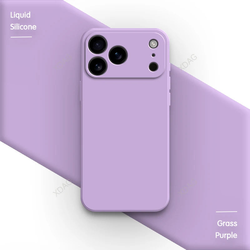 Liquid Silicone Original Phone Case for iPhone 17 Pro Max Air 17Pro 17Max 5G Straight Edge Lens Protection Soft Basic Back Cover Car Mobile World