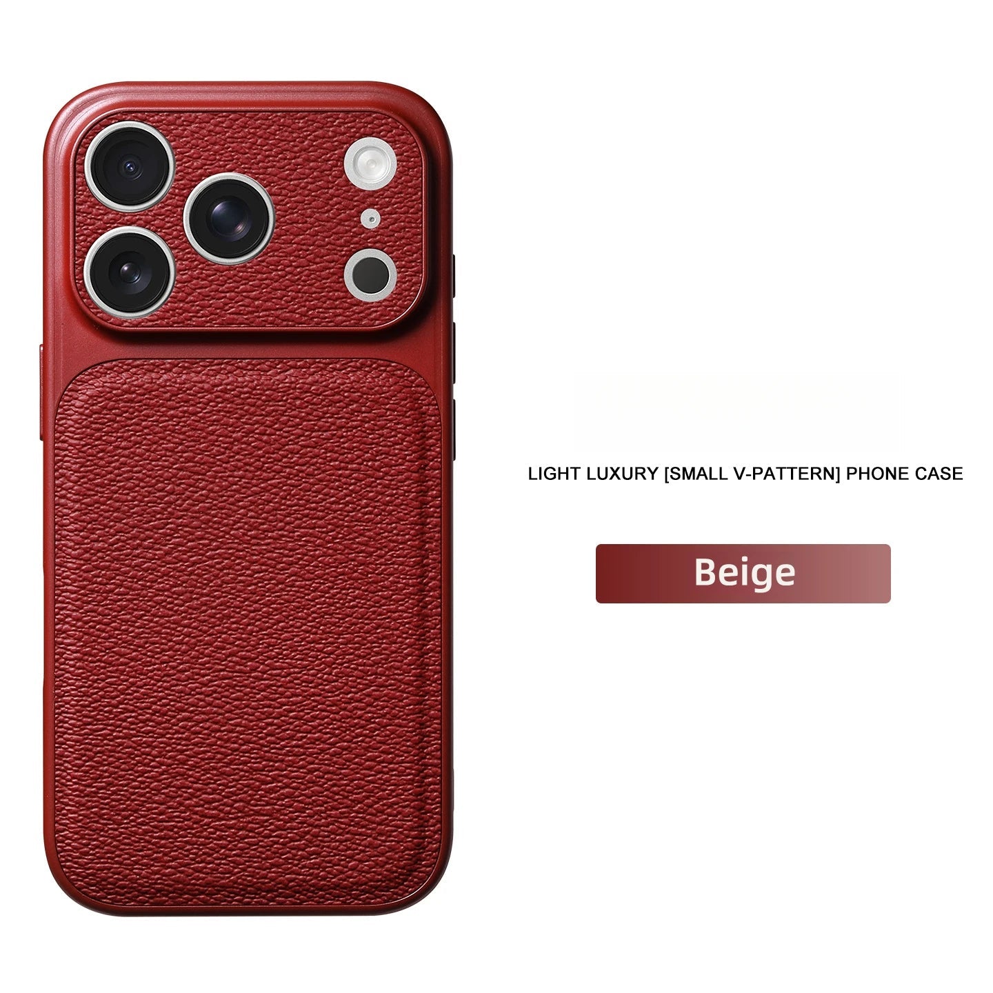 Solid Color Lychee Grain Leather Phone Case, Anti-Scratch & Shockproof Protective Cover for iPhone 17 Pro Max  16 15 14 13 Air Car Mobile World