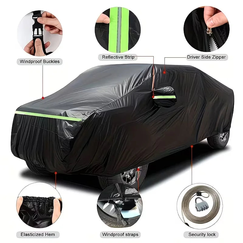 Full Car Cover Waterproof All Weather UV Protection Dust Snow Rain Resistant Auto Protector