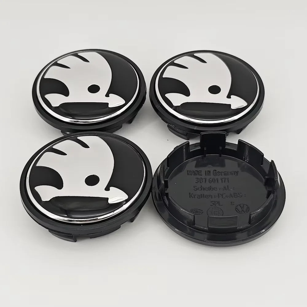 4pcs 56mm 65mm Green Black Chrome Car Wheel Center Caps for Skoda Rims Hubcaps Cover Emblem Badge Logo Auto Styling Accessories CM World