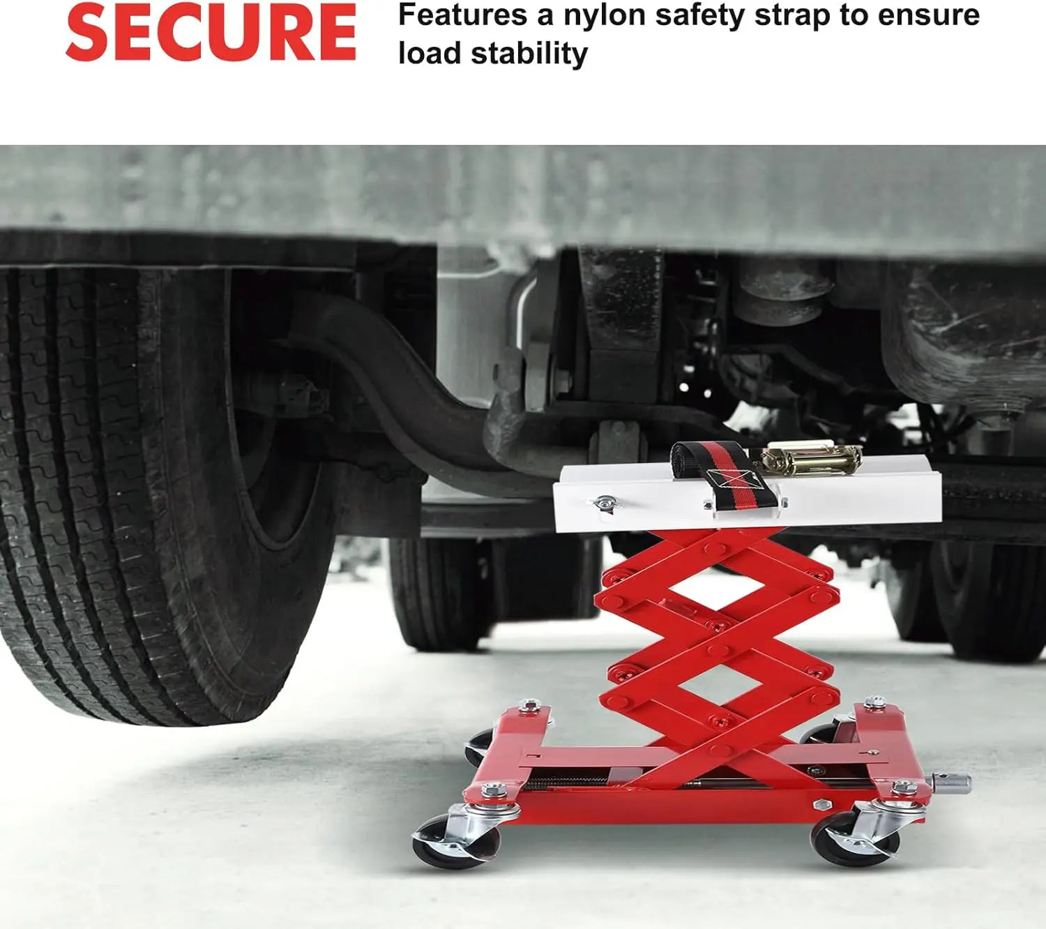 450 Lbs Low Profile Transmission Jack with Safety Straps Auto Repair 7-23" Lift with 2M Safety Straps & 4 Brake Wheels CM World