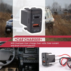 Upgraded Car Fast Adapter QC3.0 Dual USB Quick Socket With Voltmeter For Toyota Land Cruiser Hilux Prado FJ