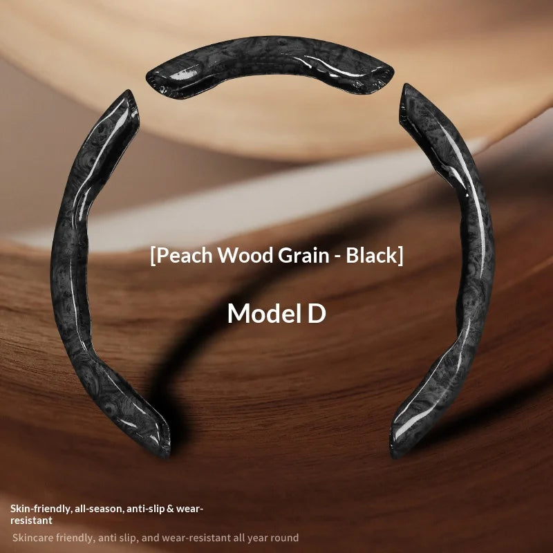 3 pcs of segmented peach wood texture car steering wheel cover, high-end and minimalist car steering wheel decoration