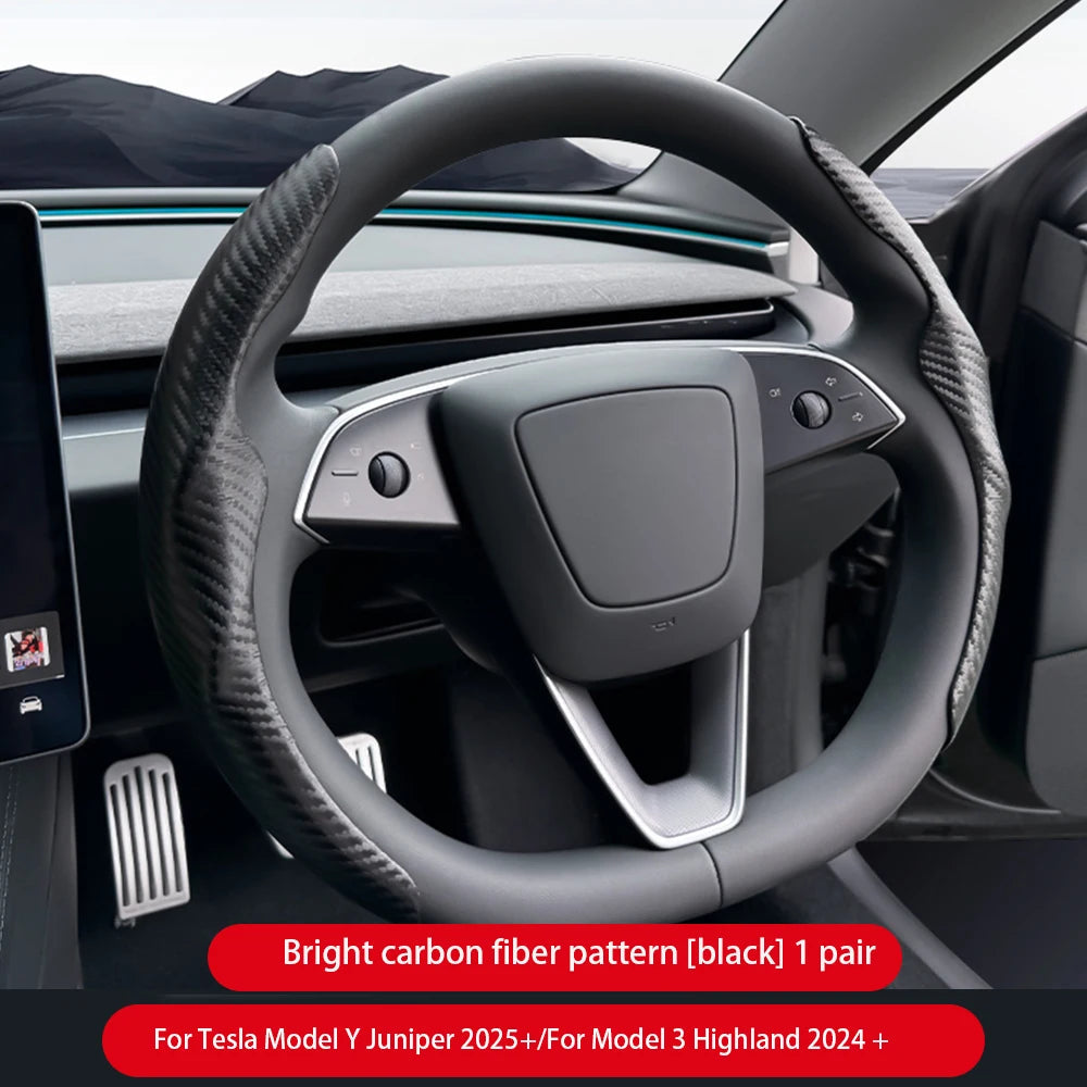 For Tesla Model 3/Y Highland Juniper2025 Steering Wheel Cover Carbon Fiber Leather Anti-Fur Sport Steering Wheel Car Accessories CM World