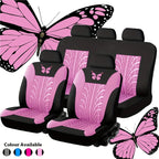 Car Seat Cover Full Set, Universal Butterfly Pattern Embroidery Auto Seat Cover Set CM World