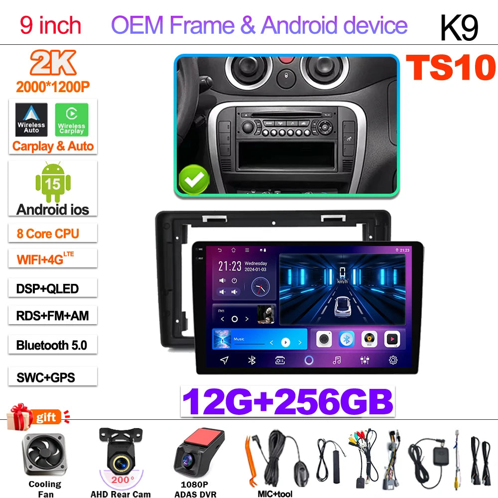 Android 15  Car Radio For Citroen C2 C3 2001 2002 2003 - 2010 Touch Screen Multimedia Video Player Navigation Bluetooth WIFI GPS CM World
