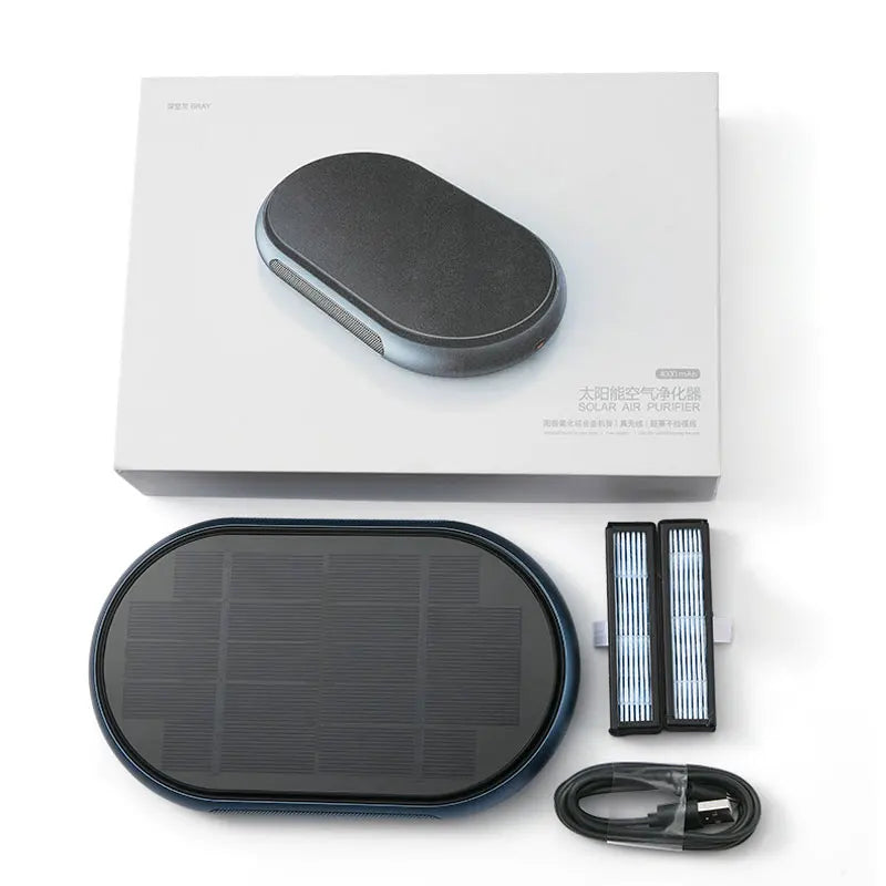 Solar Car Air Purifier 4000mah Smoke Remover HEPA filter electric Purifier Interior Air Cleaner Deodorant for Cars CM World