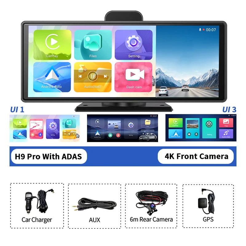 Imagebon 10.26"/11.4" 4K Dash Cam ADAS Wireless CarPlay Android Auto Car DVR Camera AUX 5G WiFi GPS Navigation Video Recorder