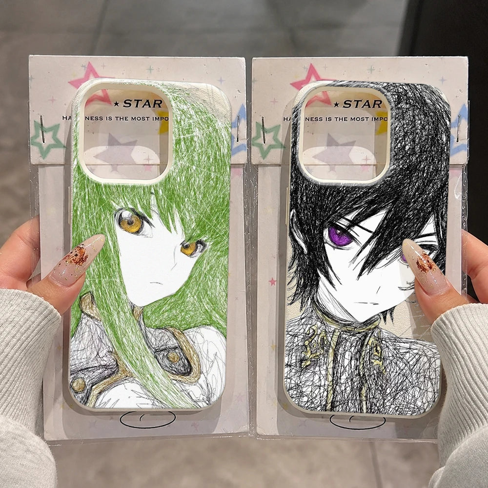 Anime Couple Ultra Protective Case For Iphone 14 Pro Max 13 12 11 17 16 15 Plus 17E Air Soft Leather Cover